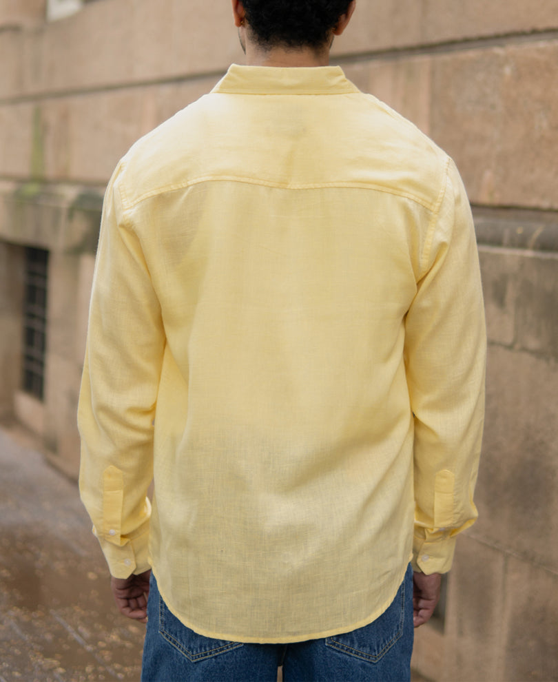 Butter Yellow Linen Blend Shirt.