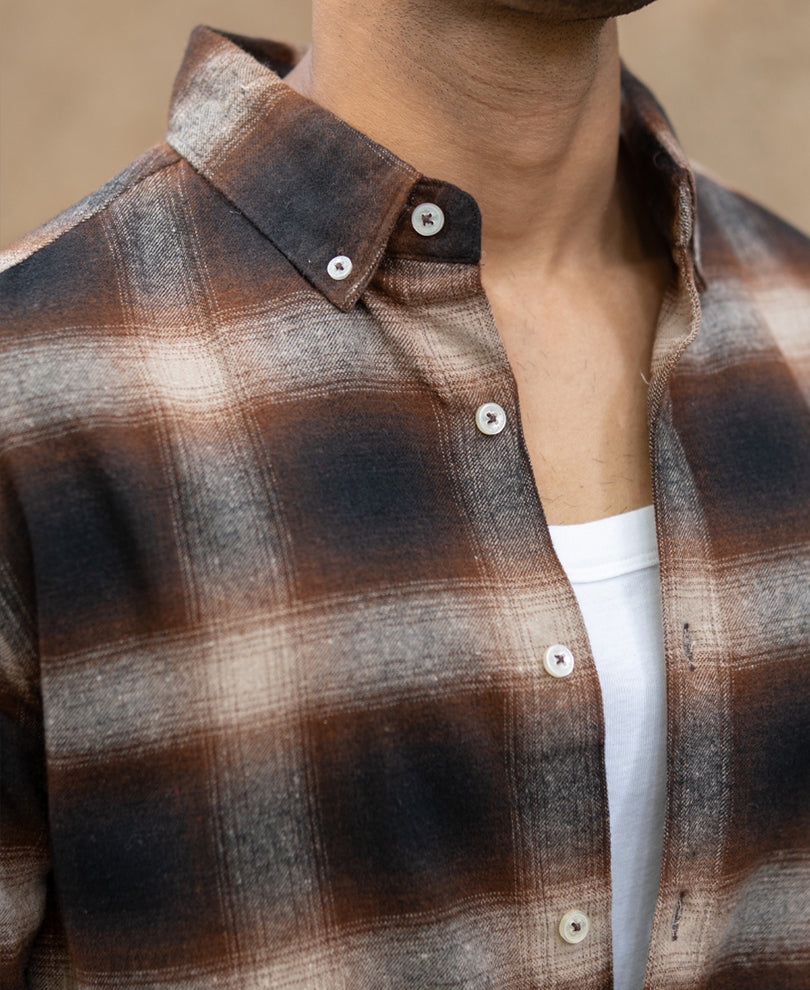 Dark Brown Checks Shirt.