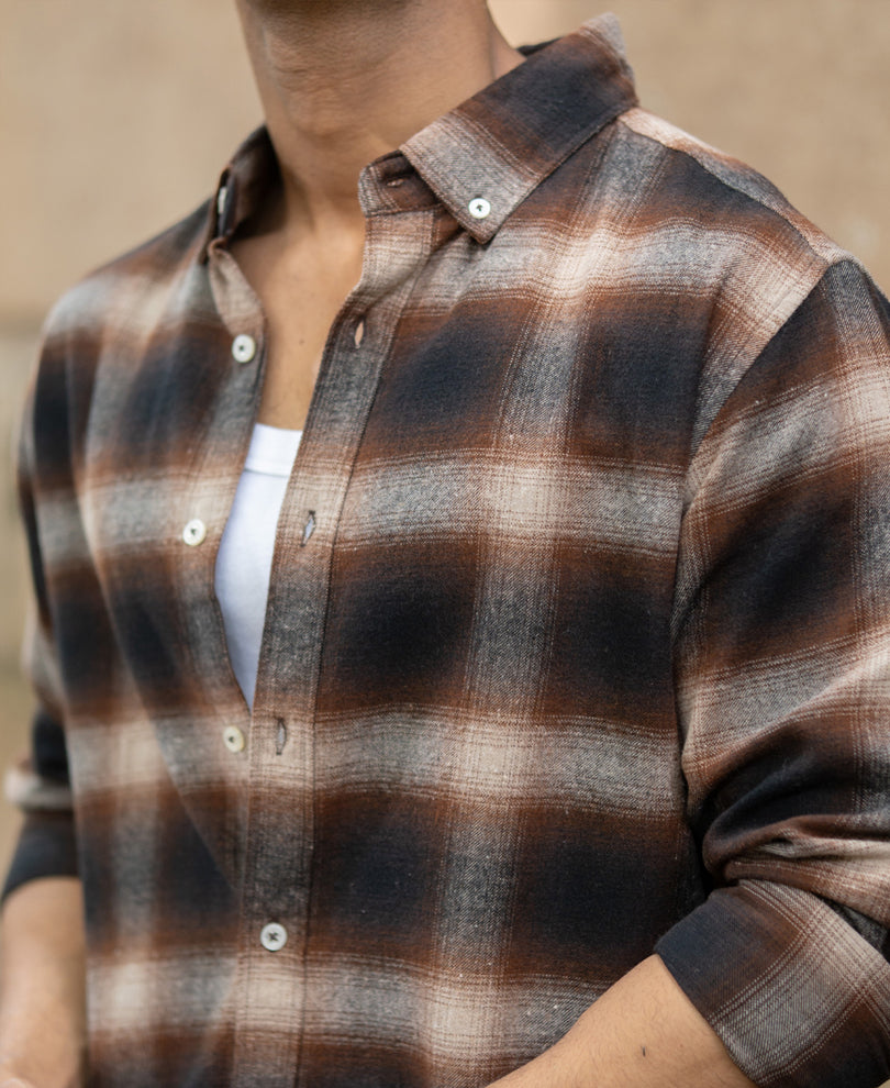 Dark Brown Checks Shirt.