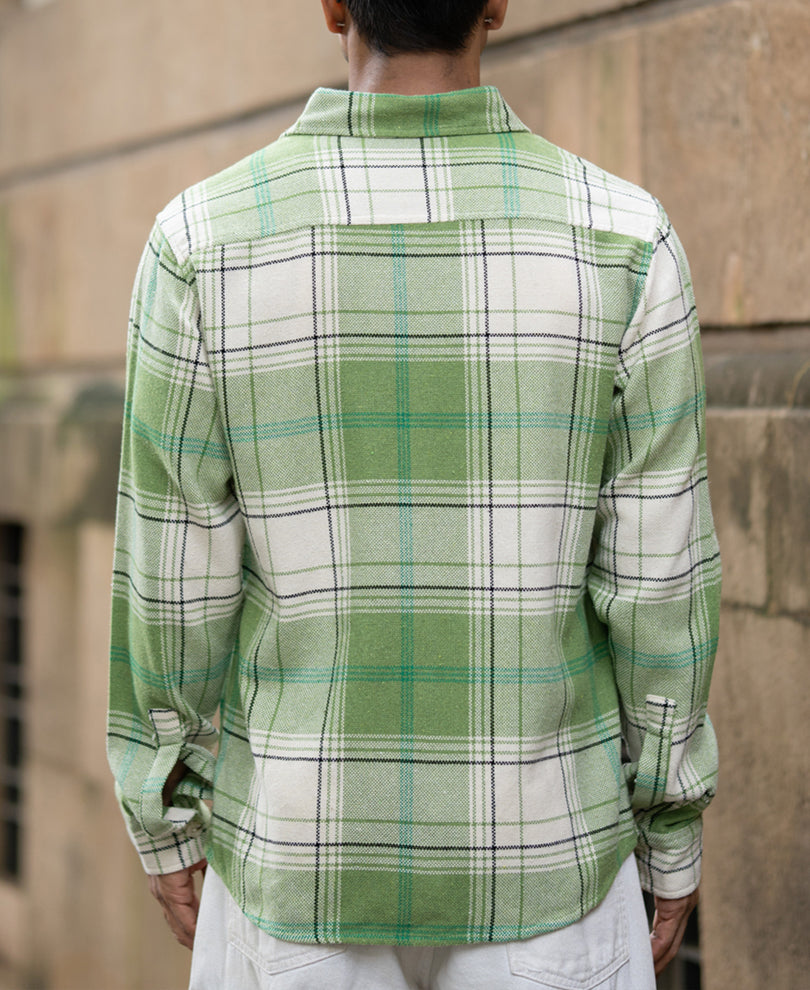 Jade Green Structured Checks Shirt.