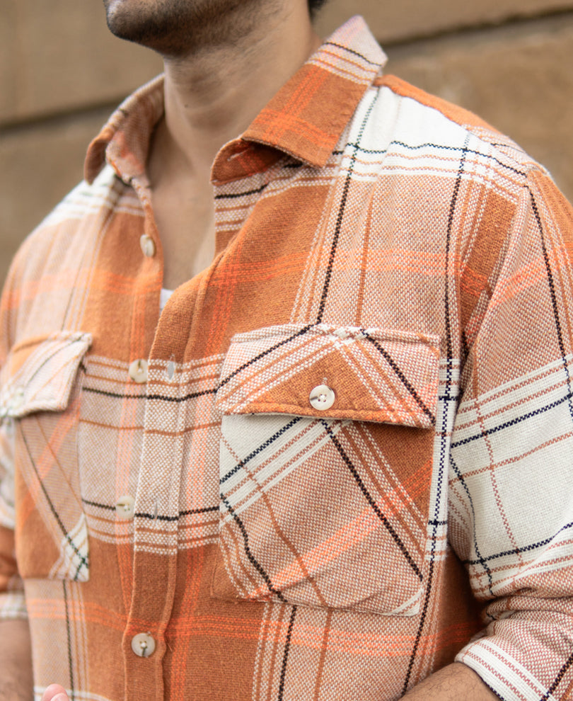 Rust Structured Checked Shirt.
