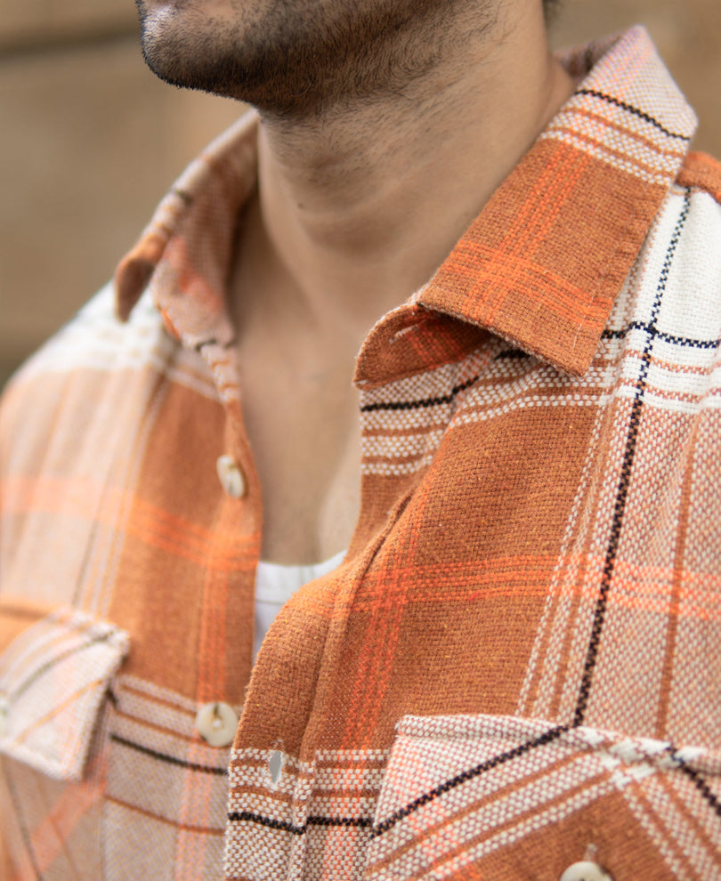 Rust Structured Checked Shirt.