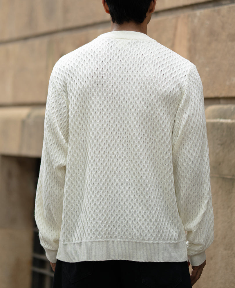 Off White Knitted T-Shirt.
