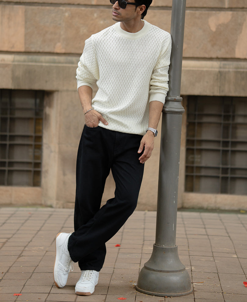 Off White Knitted T-Shirt.