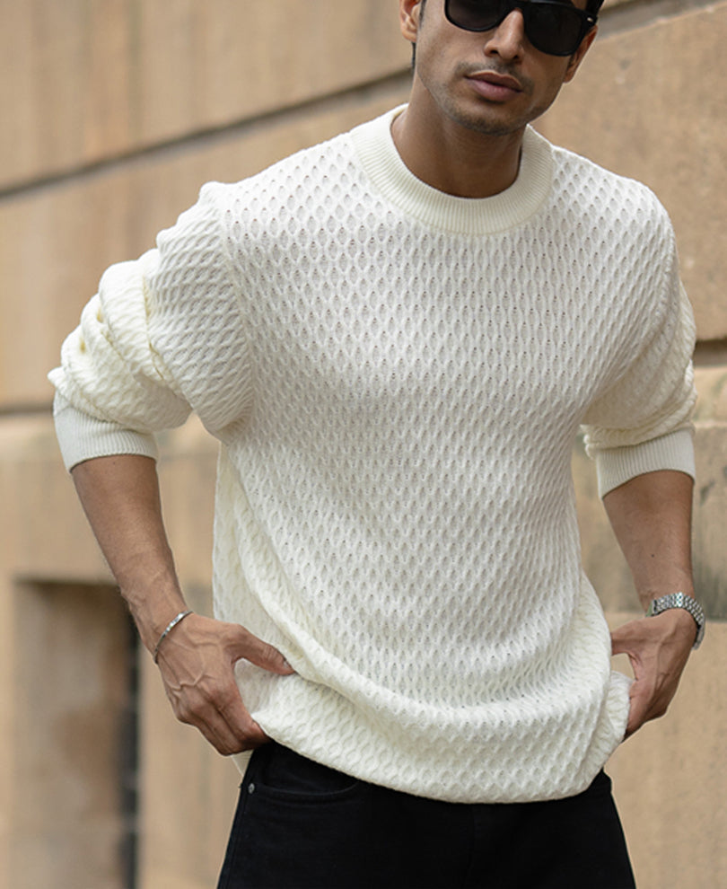 Off White Knitted T-Shirt.