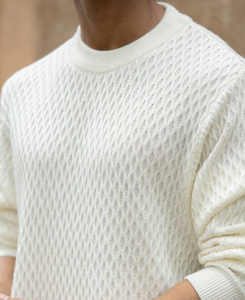 Off White Knitted T-Shirt.