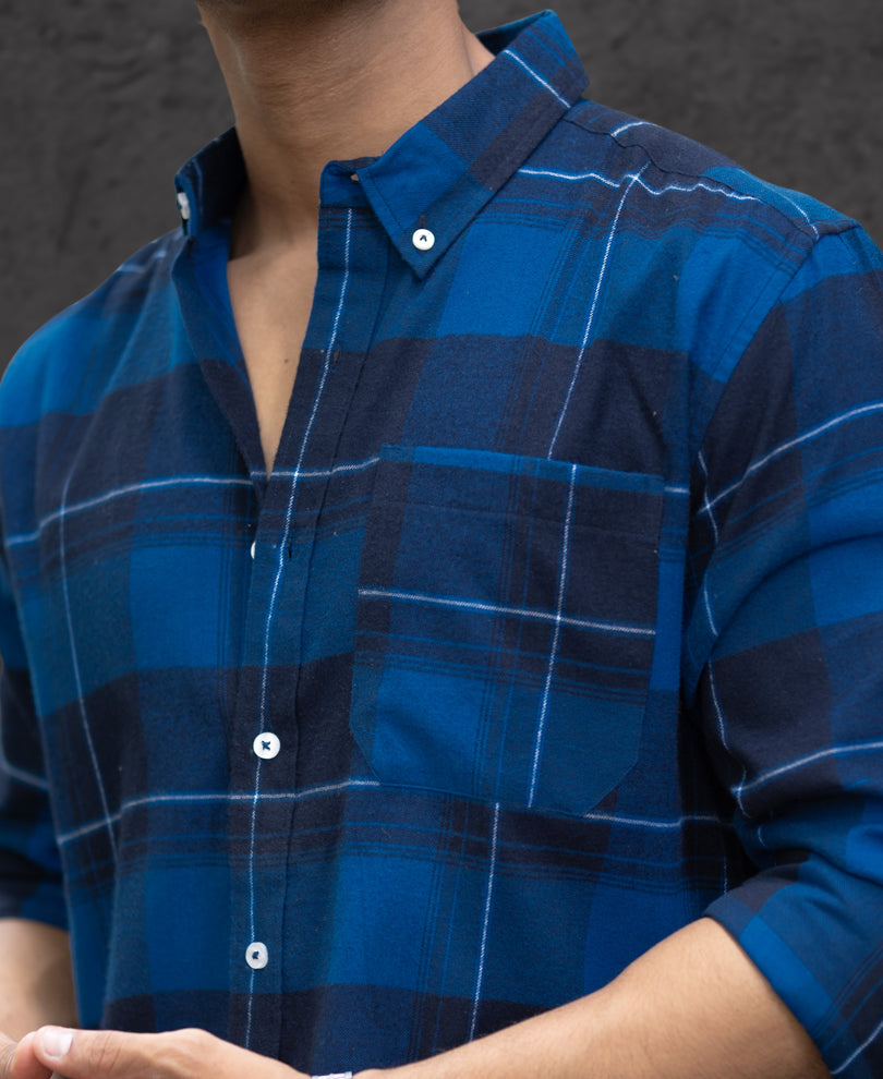 Blue Checked Button Down Shirt.