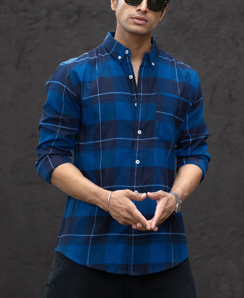 Blue Checked Button Down Shirt.