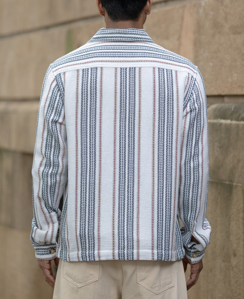 White Structured Stripe Shacket.