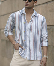 White Structured Stripe Shacket.