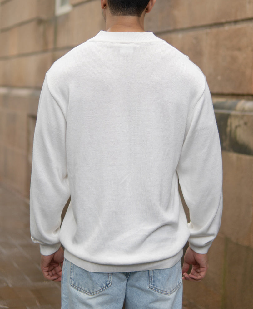 Off-White Knitted Henley T-Shirt.