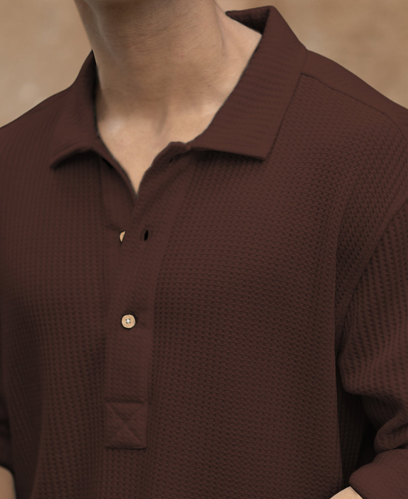 Coffee Structured Knit Cord Set.