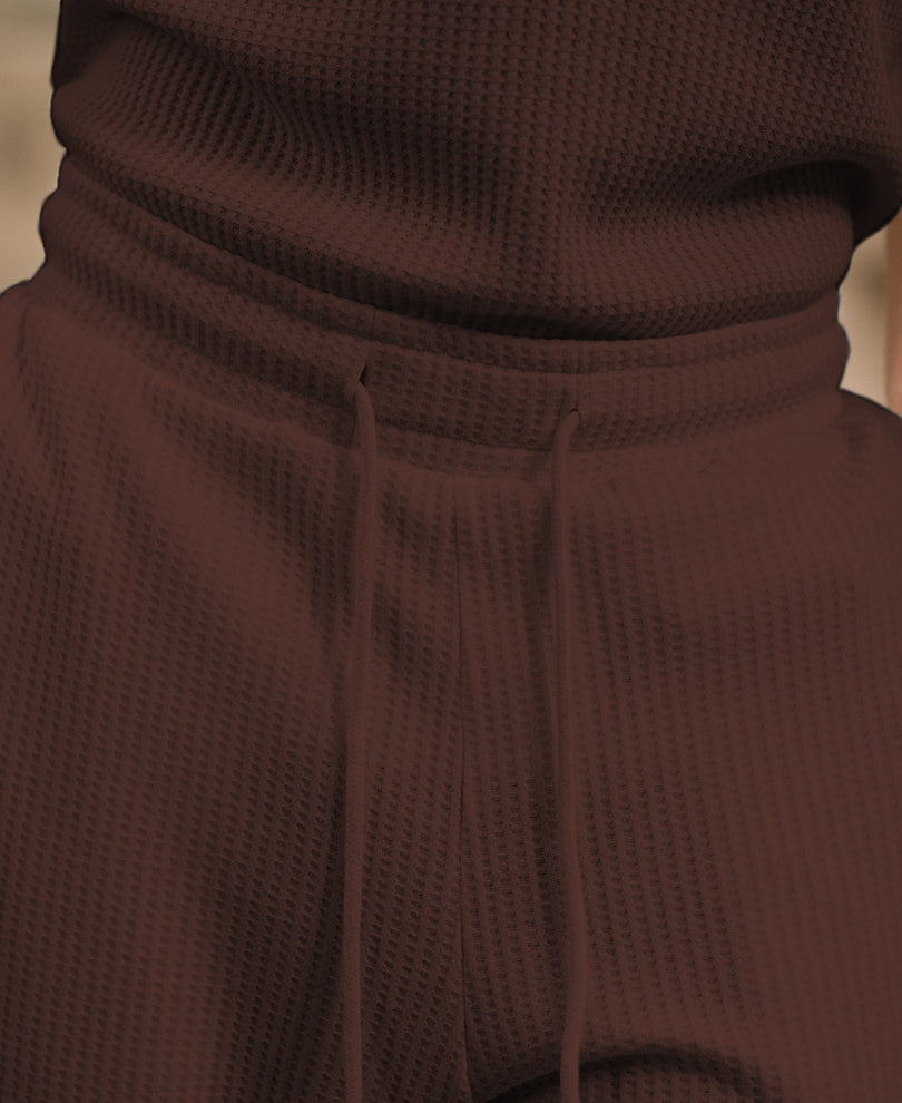 Coffee Structured Knit Cord Set.