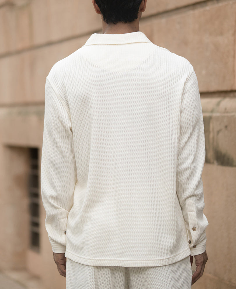 Cream Structured Knit Cord Set.
