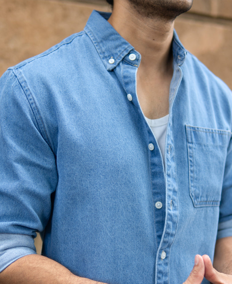 Blue Washed Denim Shirt.