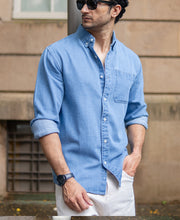 Blue Washed Denim Shirt.