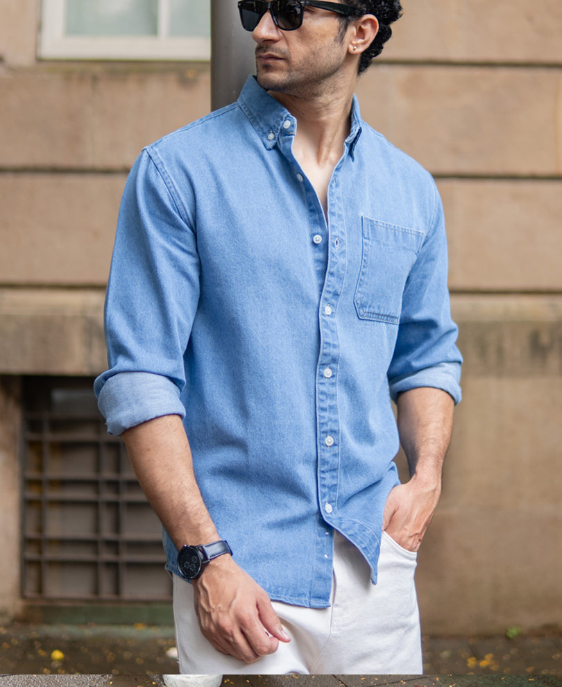 Blue Washed Denim Shirt.