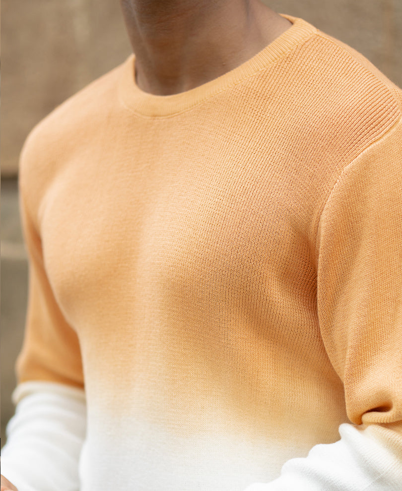 Apricot Orange Ombre Knit T-Shirt.