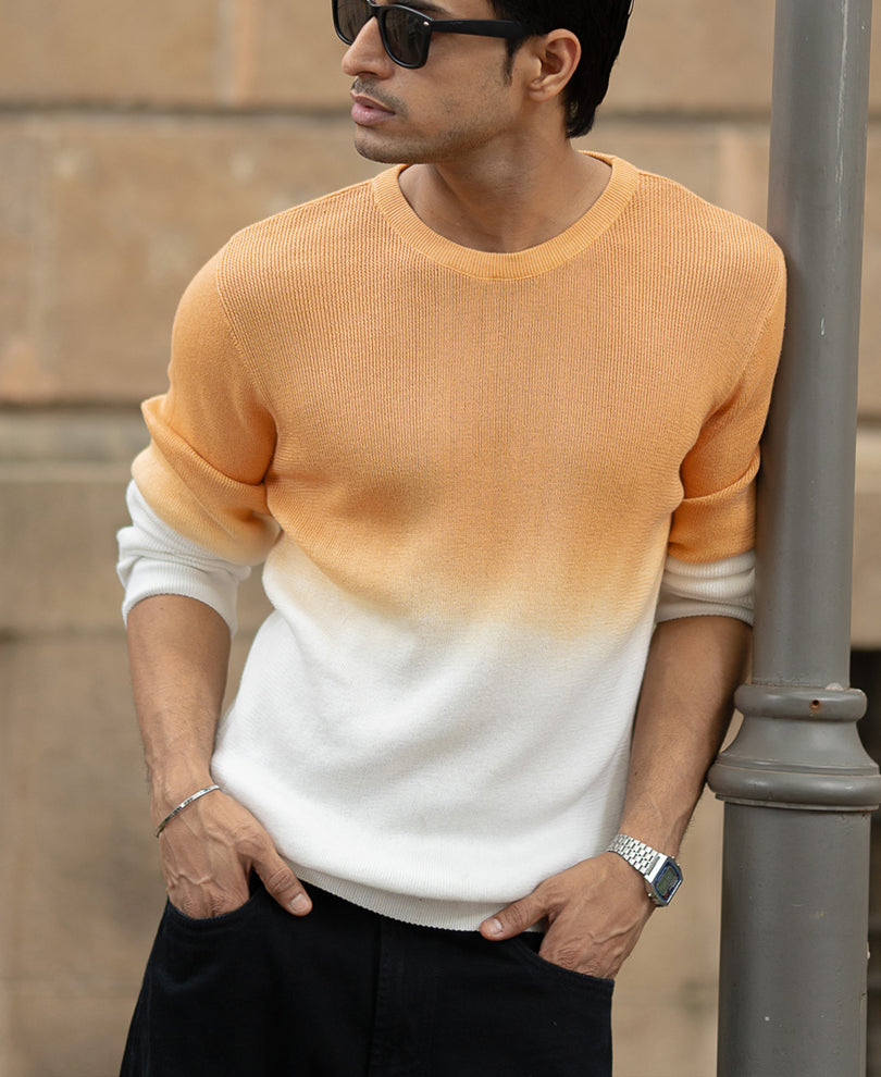 Apricot Orange Ombre Knit T-Shirt.