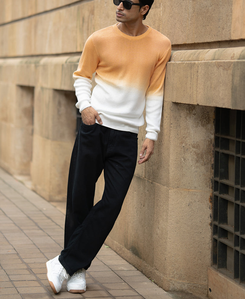 Apricot Orange Ombre Knit T-Shirt.