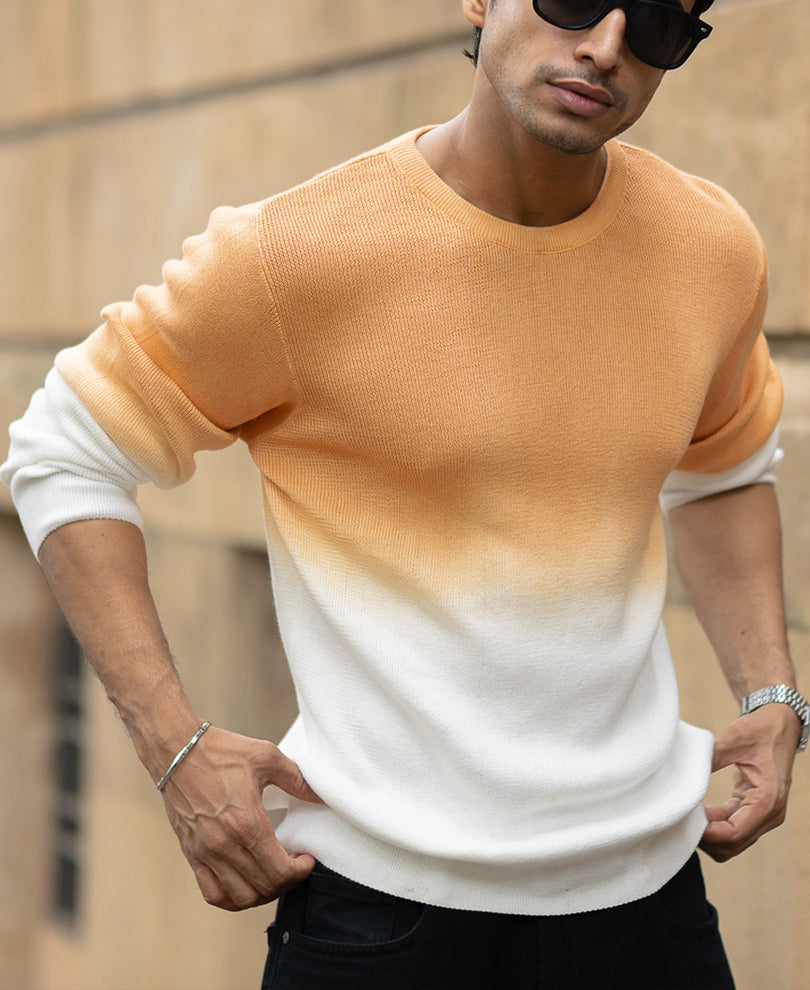 Apricot Orange Ombre Knit T-Shirt.