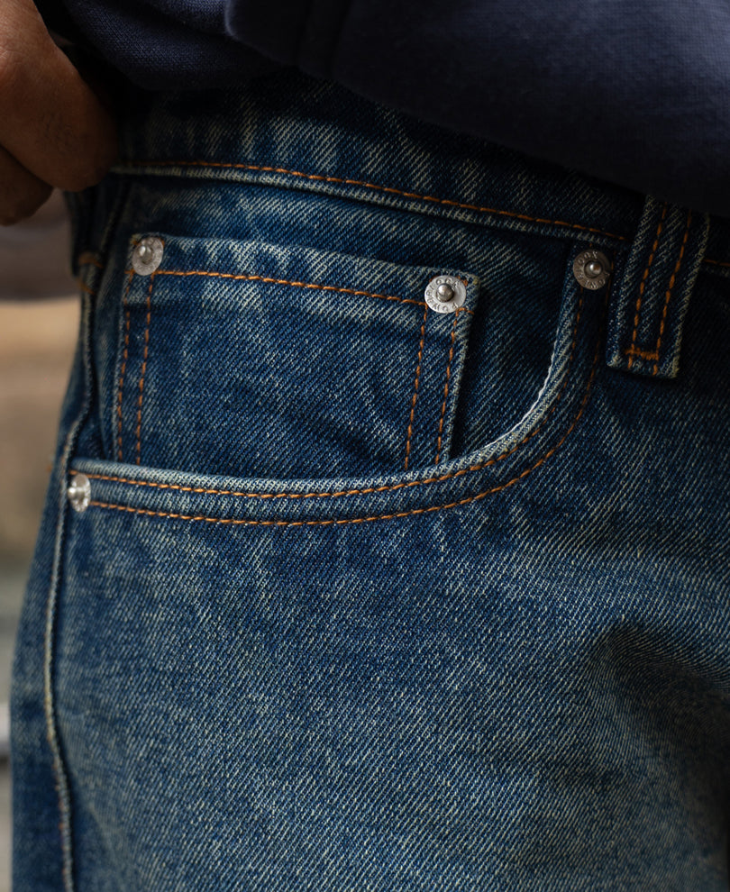 Dark Blue Distressed Baggy Jeans.