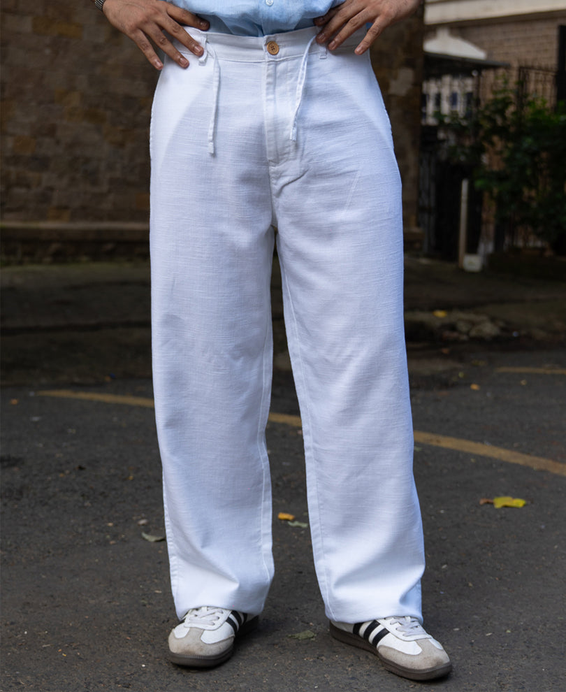 White Cotton Baggy Trouser.