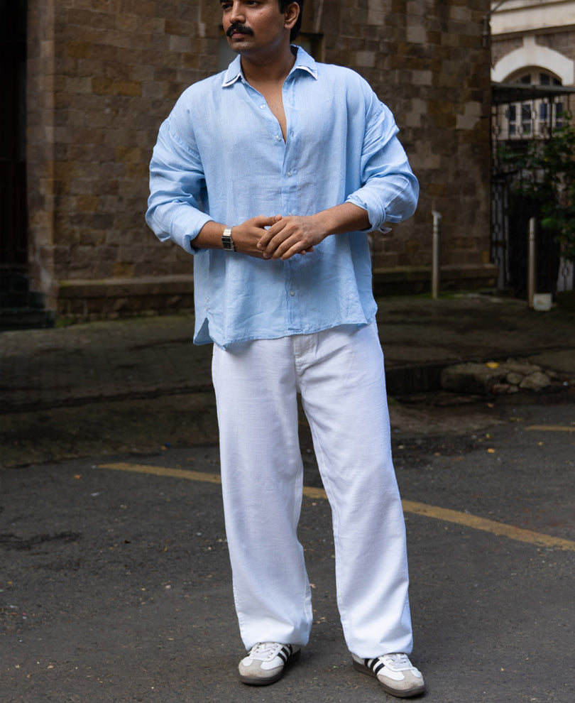 White Cotton Baggy Trouser.