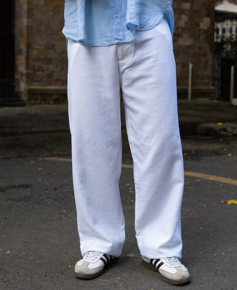 White Cotton Baggy Trouser.