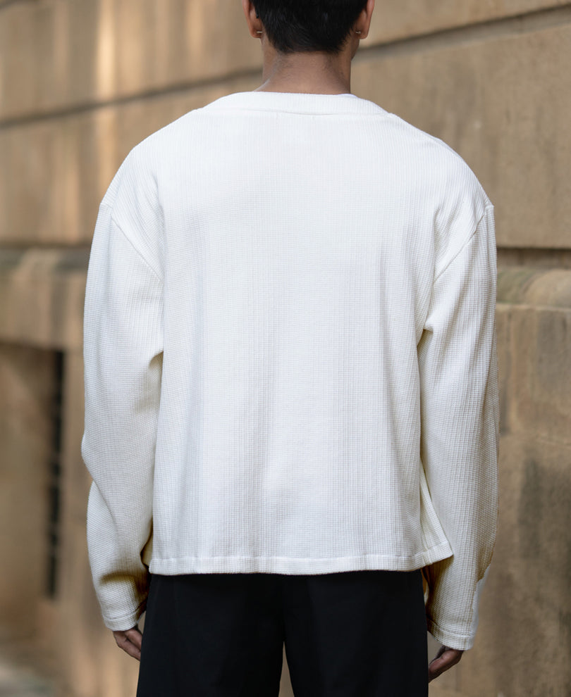 Off White Structured Knit Cardigan.