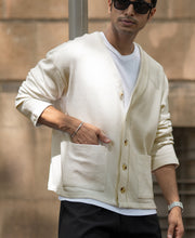 Off White Structured Knit Cardigan.