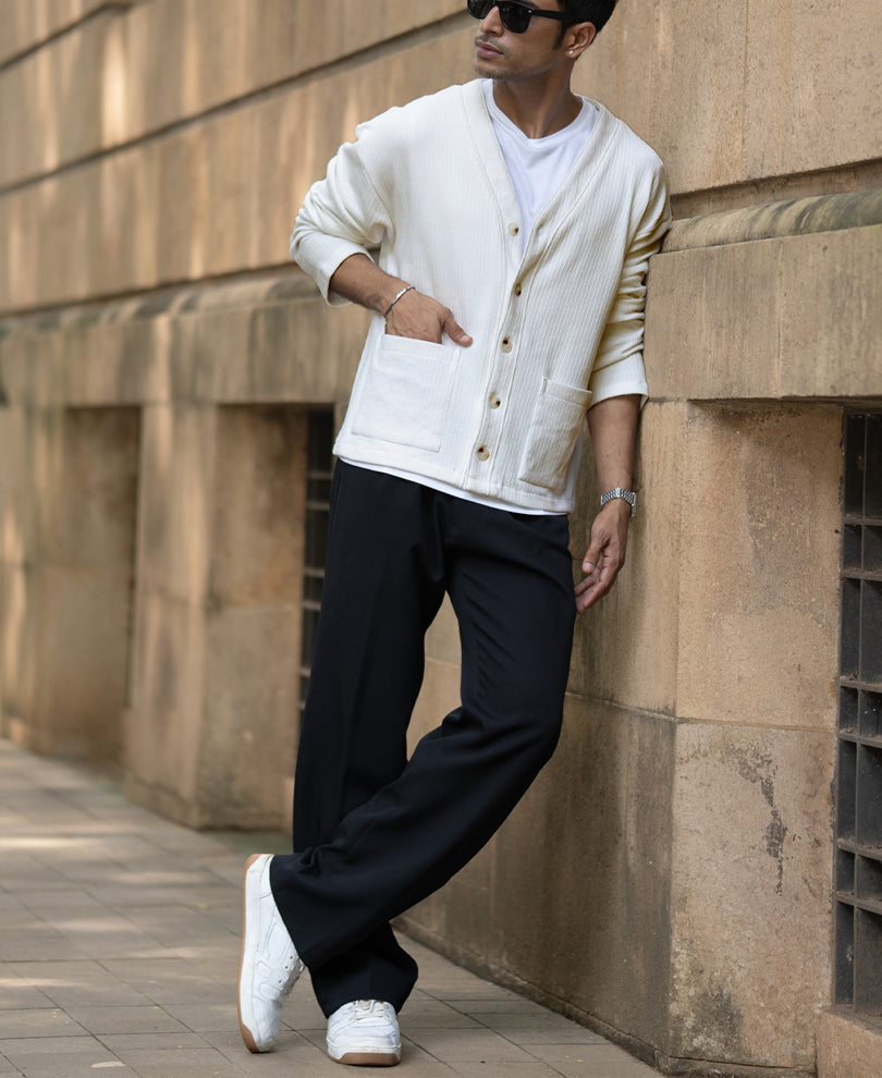 Off White Structured Knit Cardigan.