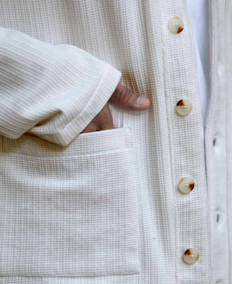 Off White Structured Knit Cardigan.