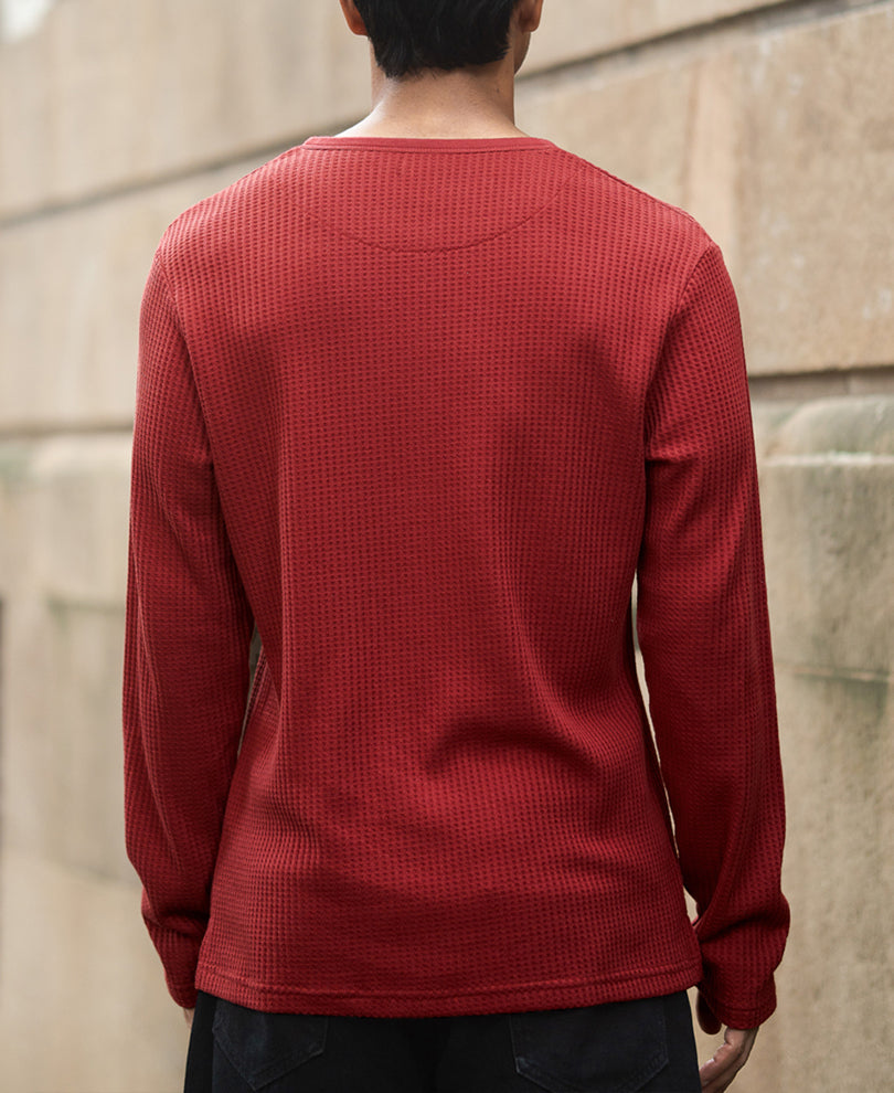 Brick Knit Henley T-Shirt.