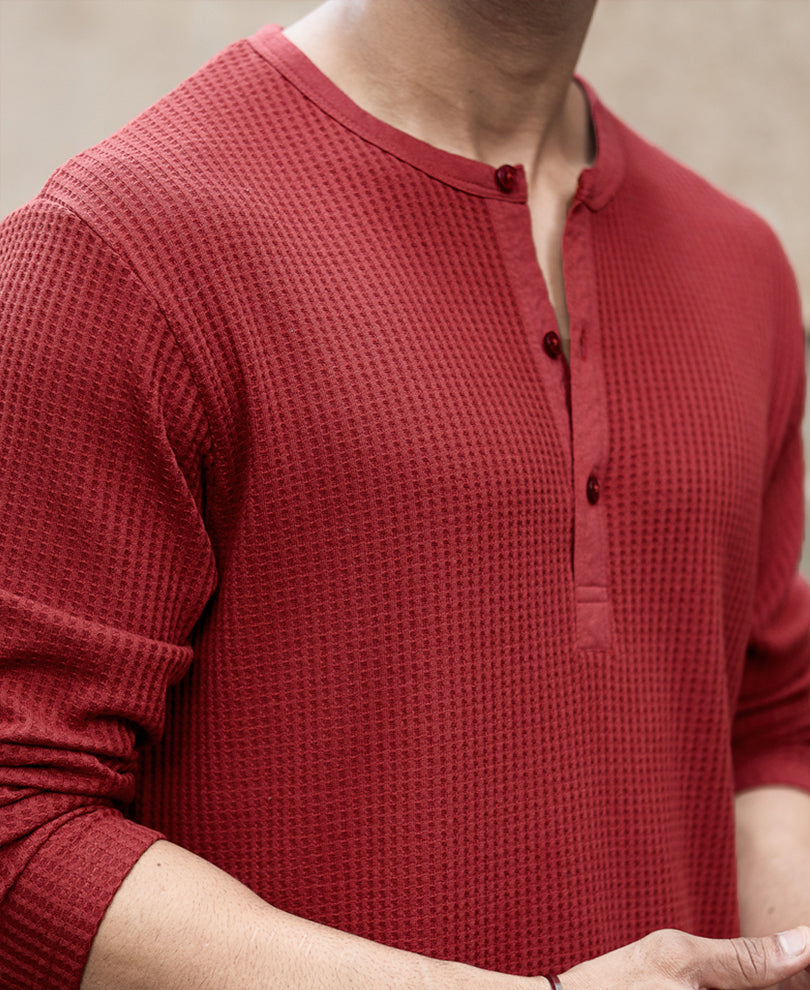 Brick Knit Henley T-Shirt.