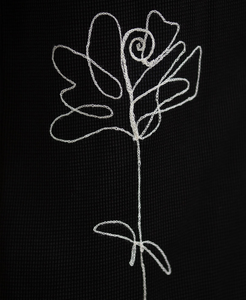 Black Knitted Embroidery Shirt.
