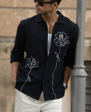 Black Knitted Embroidery Shirt.