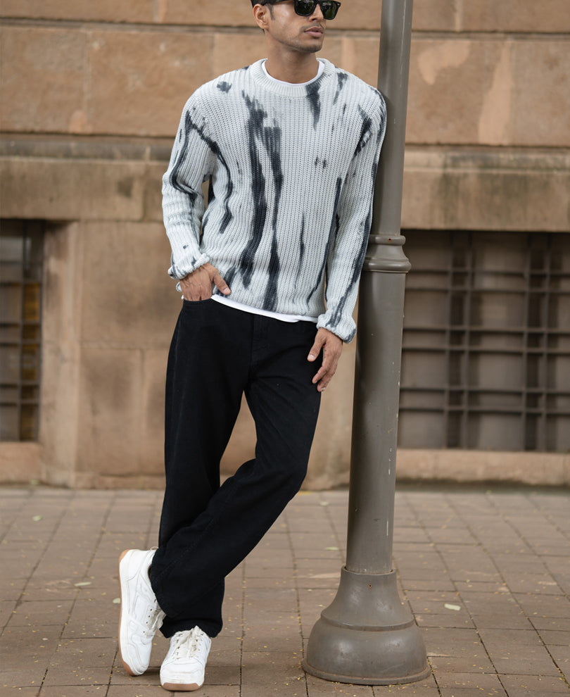 Light Grey Tie-Dye Cotton T-Shirt.