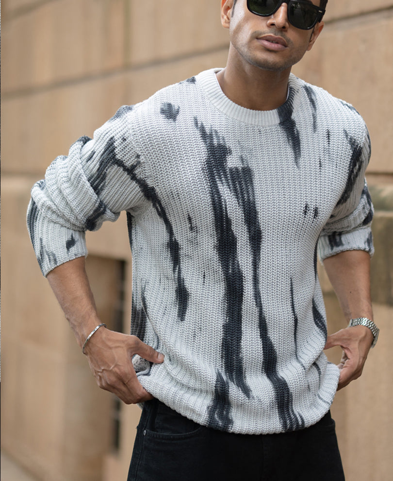 Light Grey Tie-Dye Cotton T-Shirt.