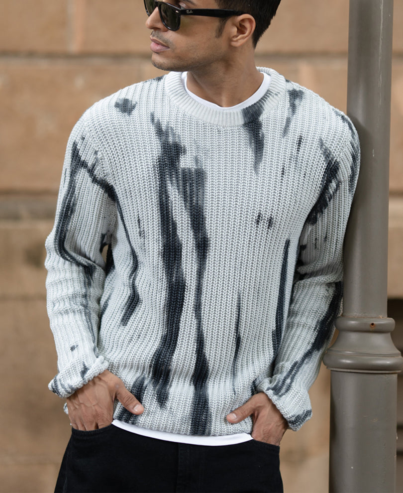 Light Grey Tie-Dye Cotton T-Shirt.