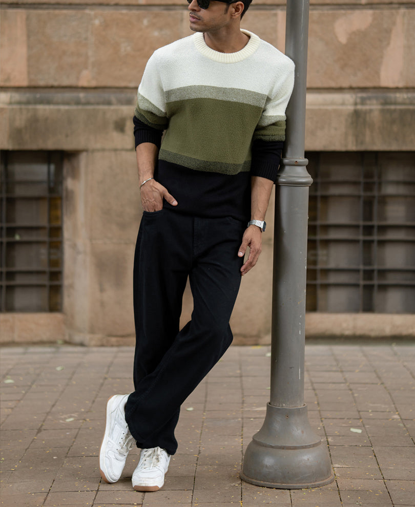 Multicolour Striped Knit T-Shirt.