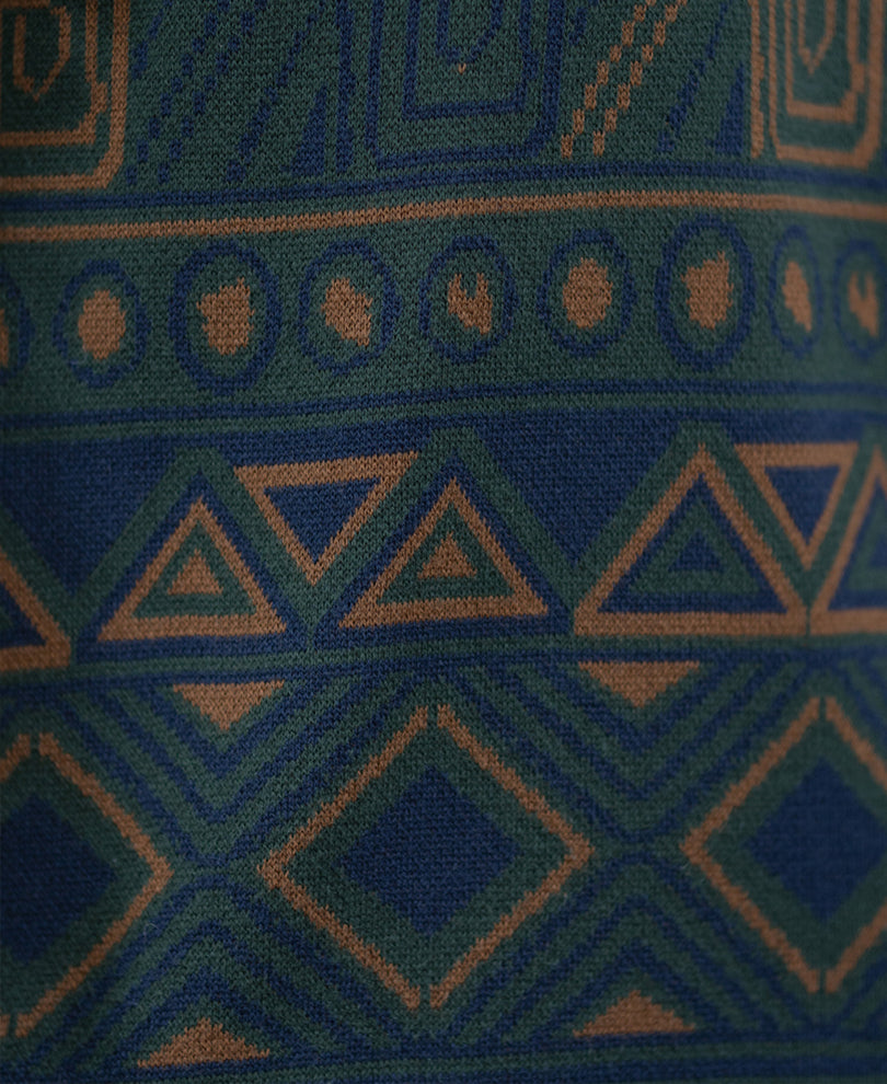 Multicolour Geometric Jacquard Knit T-Shirt.