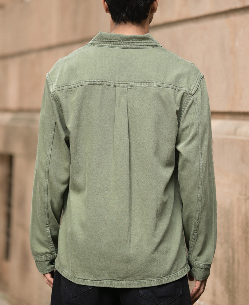 Olive Denim Overshirt.