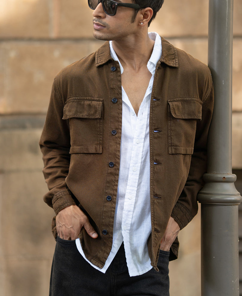Dark Brown Denim Overshirt.