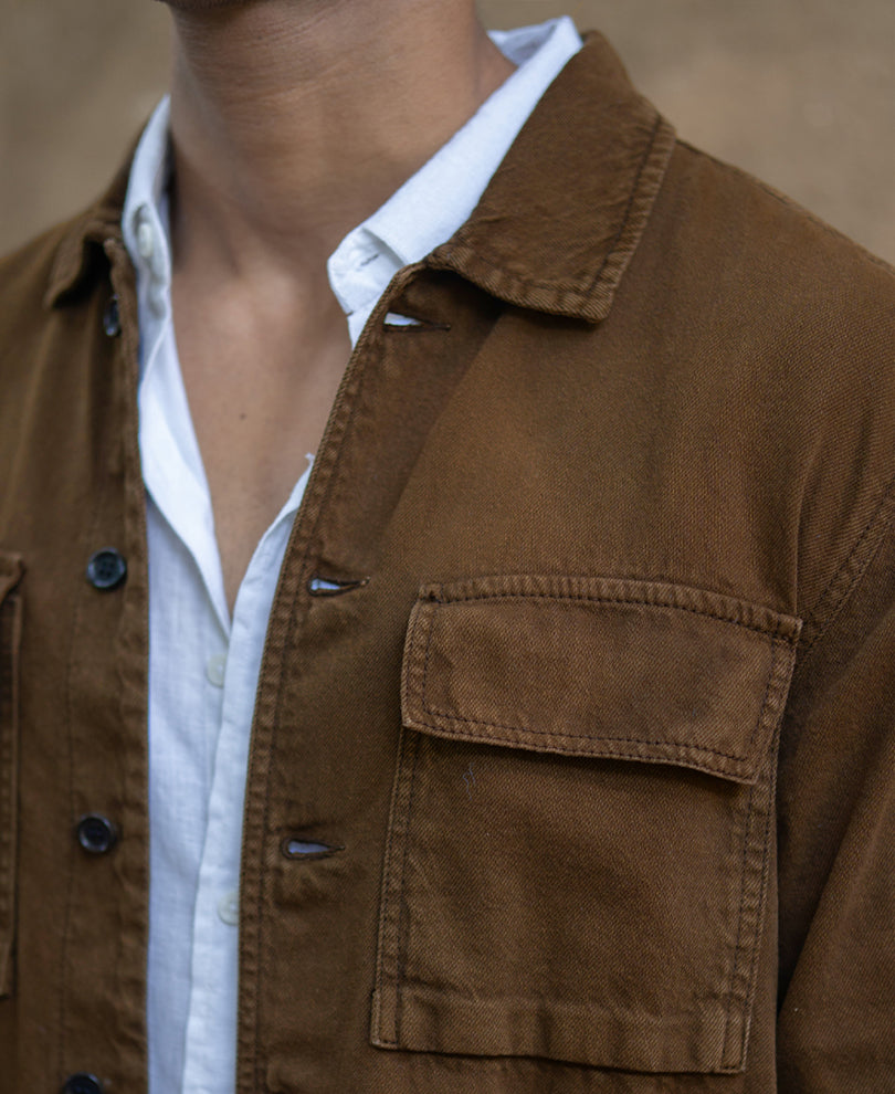 Dark Brown Denim Overshirt.
