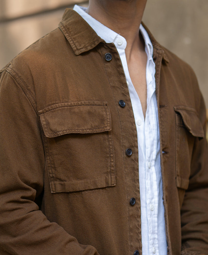 Dark Brown Denim Overshirt.