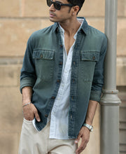 Tinted Blue Denim Overshirt.