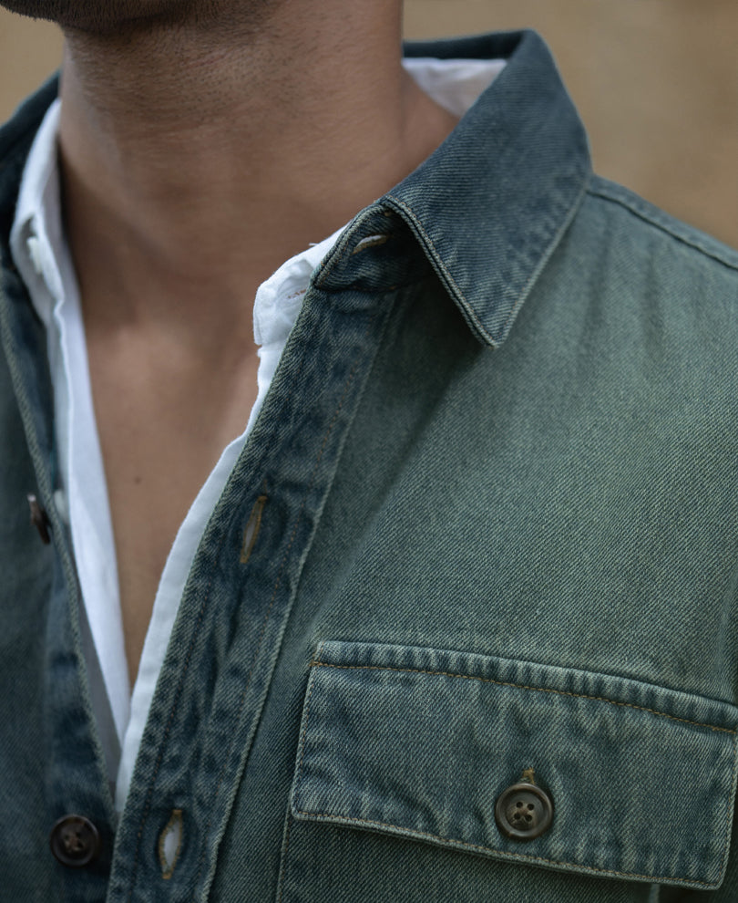 Tinted Blue Denim Overshirt.