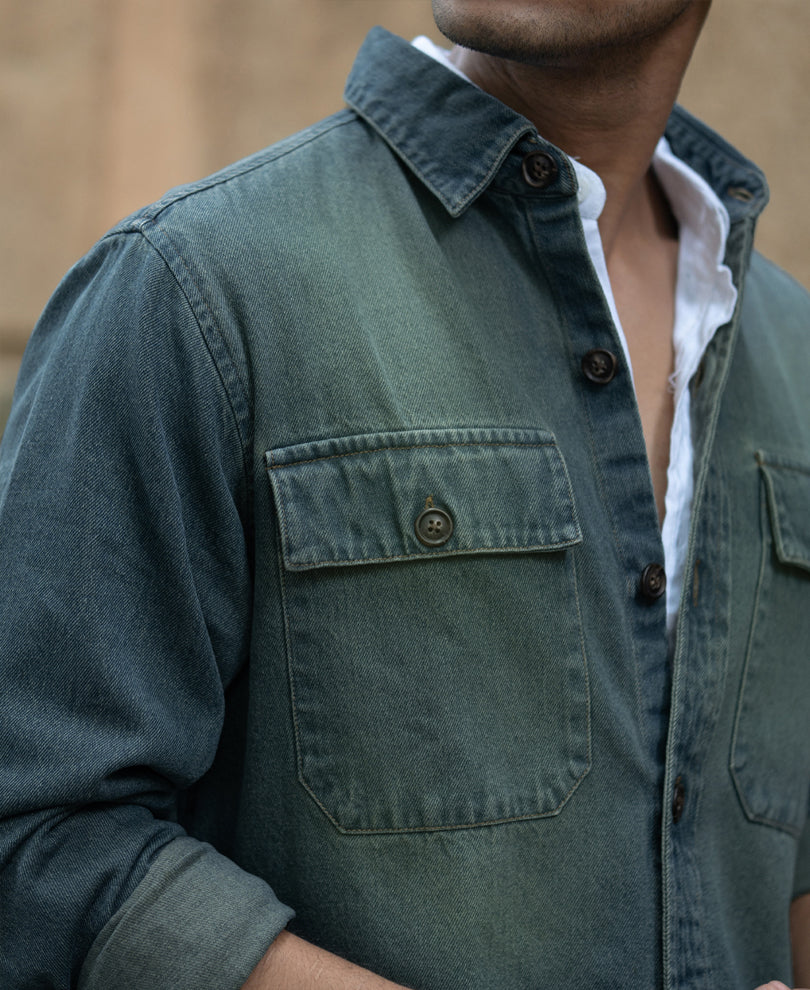 Tinted Blue Denim Overshirt.