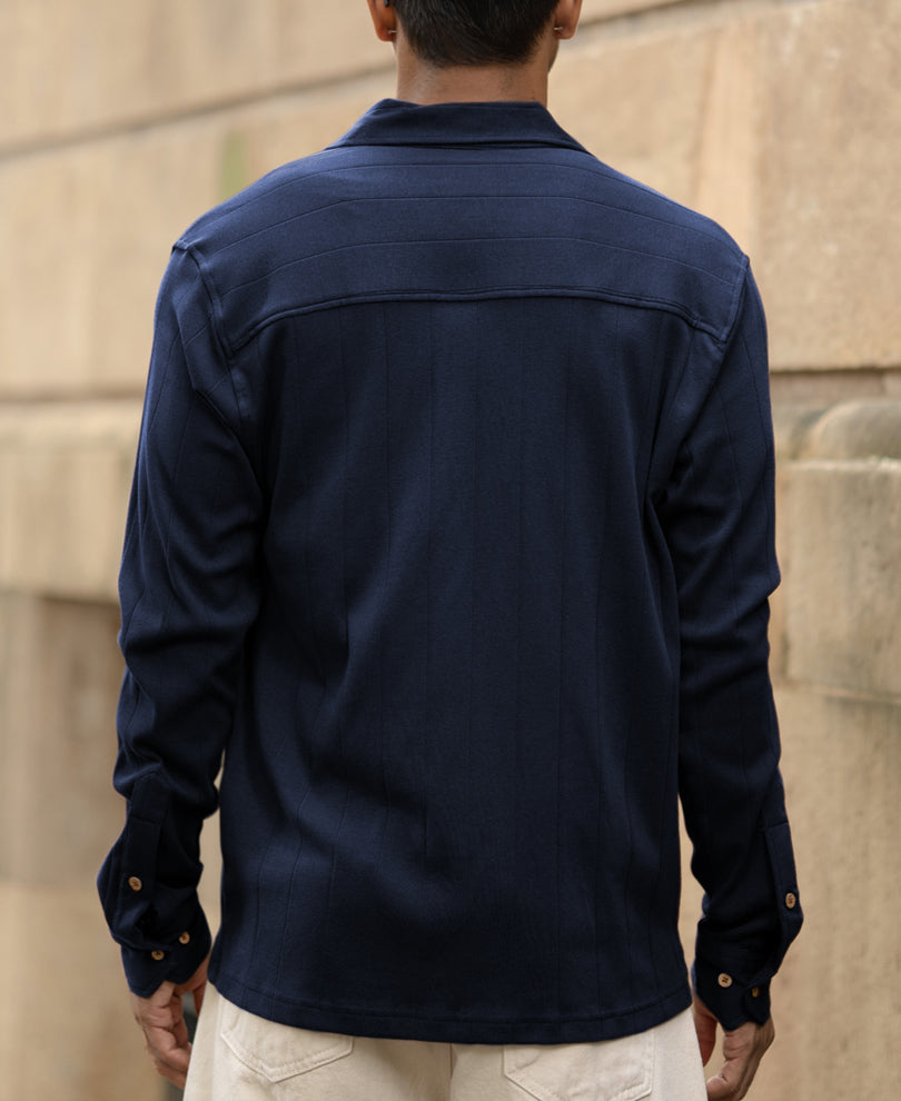 Navy Contrast Detail Shirt.